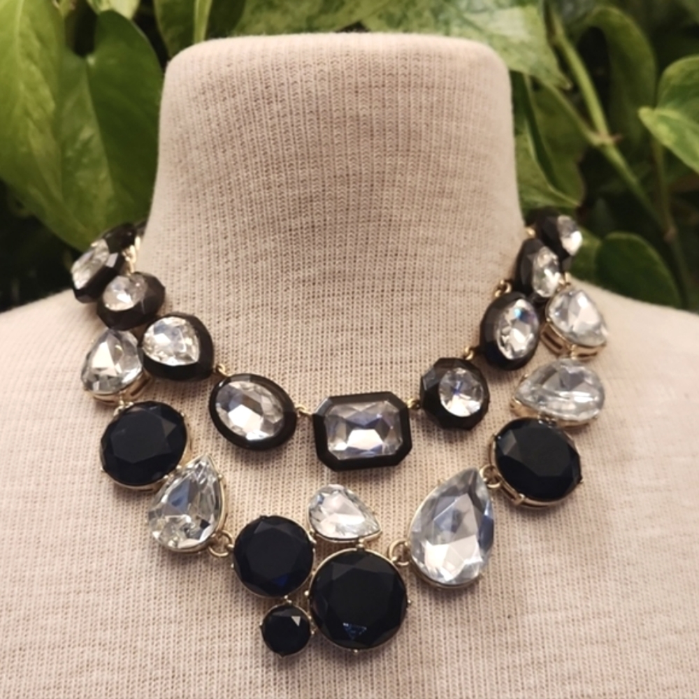 J. Crew Black and Crystal Statement Necklace  ✨️